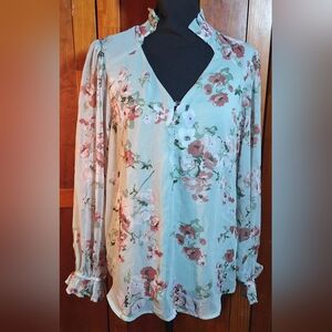Elegant Floral Ruffle Blouse